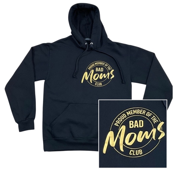 Bad Moms Club Black Hoodie Small Funny Graphic Pullover Sweatshirt - Picture 1 of 10